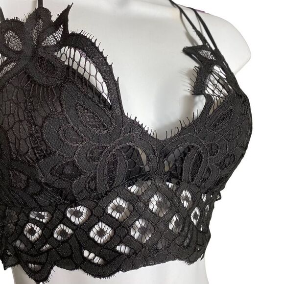 Black Lace Strappy Bra / Camisole New Size L - Picture 4 of 8